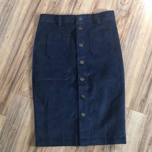 Amica Collection Navy Blue Corduroy Skirt - Picture 2 of 3